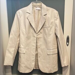 Isalis Faux Leather Cream Blazer Jacket, Pleather Blazer for Office, NWOT